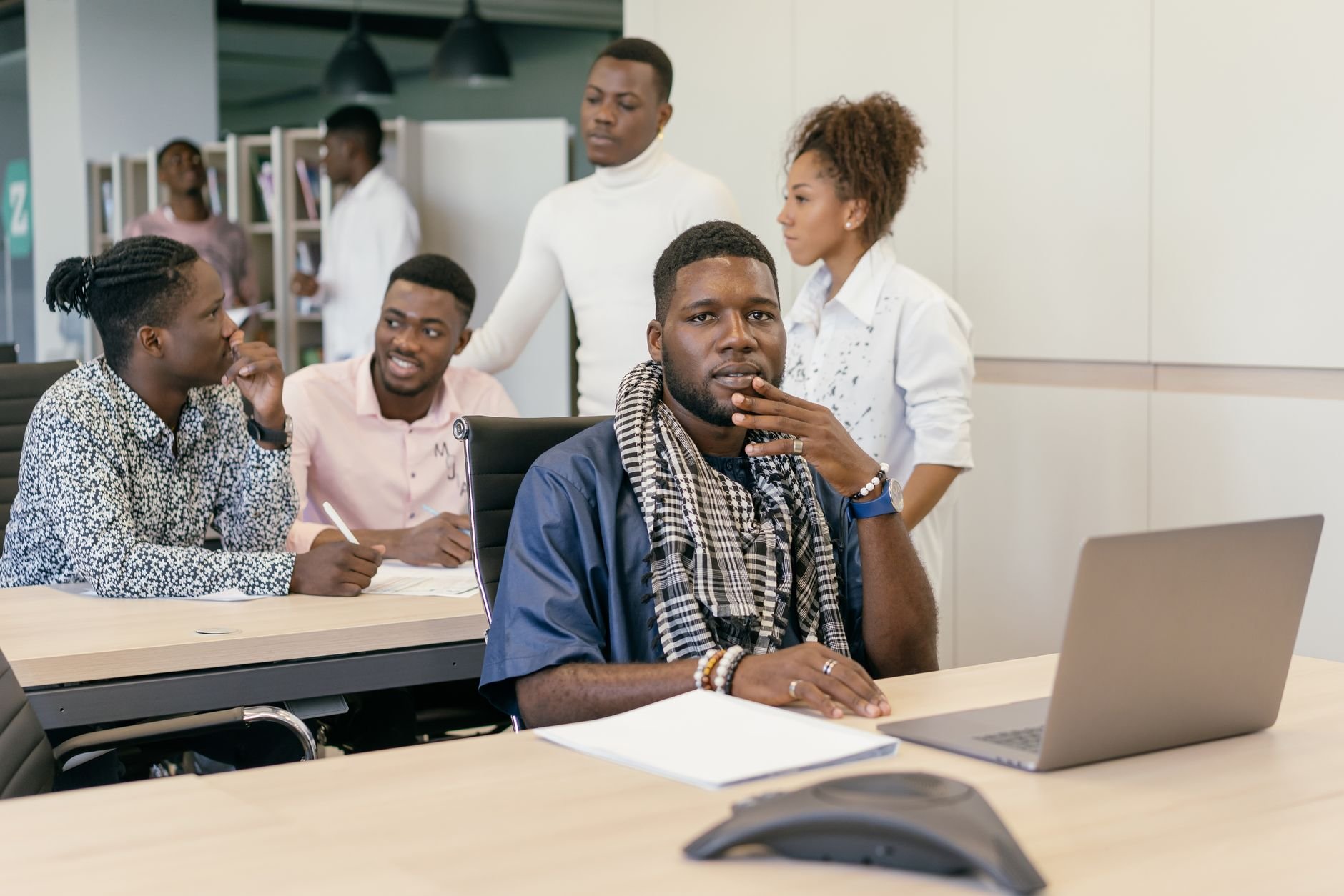 Young professionals collaborating in a modern office setting